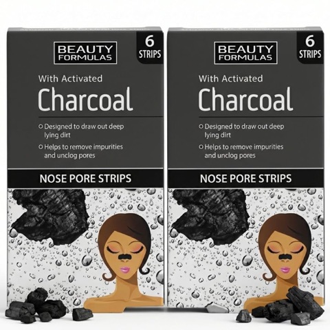 Beauty Formulas Charcoal Nose Pore Strips, 12 Strips (2 × 6)