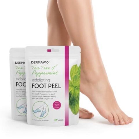 Derma V10 Foot Peel Mask with Tea Tree, Pack of 2