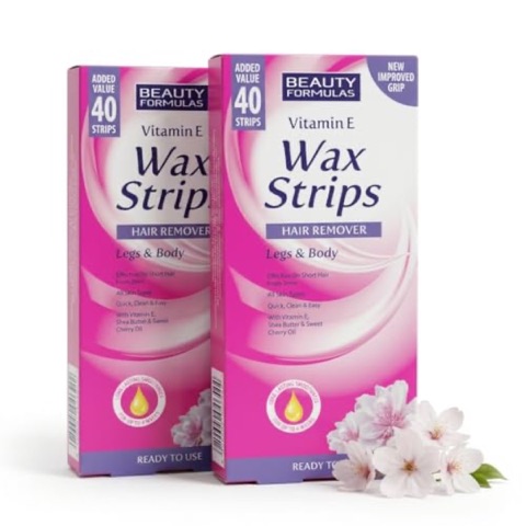 Beauty Formulas Vitamin E Wax Strips for Legs & Body, 80 Strips (2 × 40)